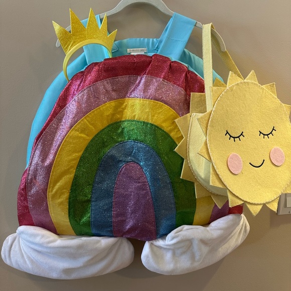 Pottery Barn Kids Sz 7-8 Rainbow Costume Plus Sun Headband and Bag - Picture 1 of 8